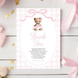 We Can Bearly Wait Pink Teddy Bear Baby Shower Tack Kort