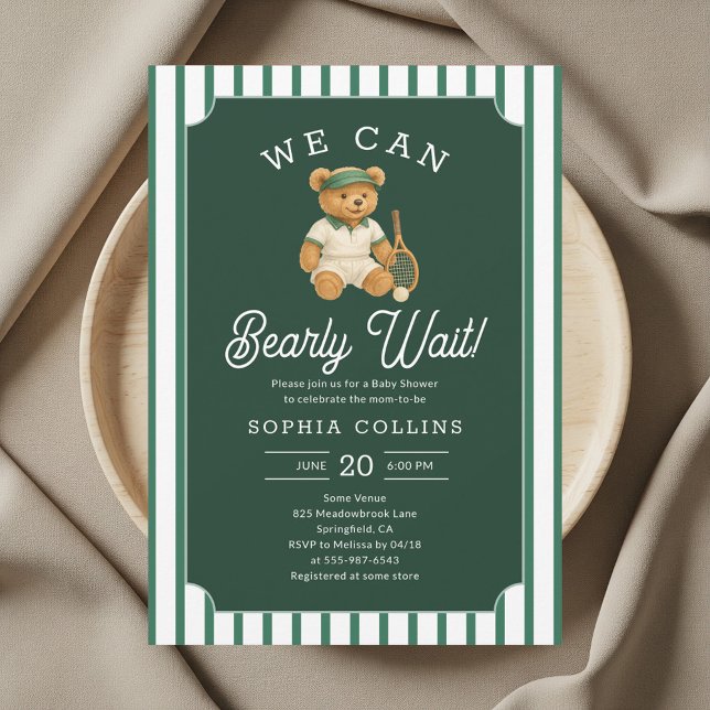 We Can Bearly Wait Preppy Bear Tartan Baby Shower Inbjudningar (Skapare uppladdad)
