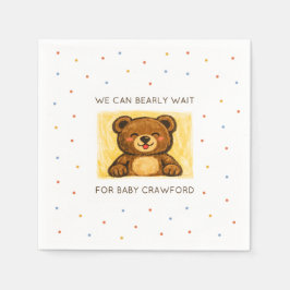 We Can Bearly Wait! Simple Hand Drawn Baby Shower Pappersservett