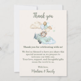 We Can Bearly Wait Teddy Bear Airplane Baby Shower Tack Kort