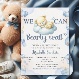 We can Bearly wait - Teddy Bear Baby Shower Boy Inbjudningar