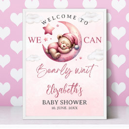 We can Bearly wait - Teddy Bear Baby shower Girl Poster