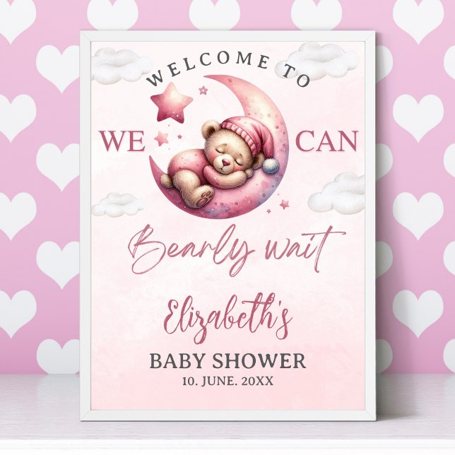 We can Bearly wait - Teddy Bear Baby shower Girl Poster (Skapare uppladdad)