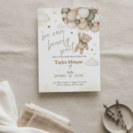 We Can Bearly Wait Teddy Bear Baby Shower Inbjudningar