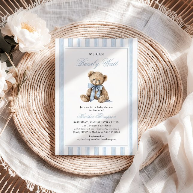 We Can Bearly Wait Teddy Bear Baby Shower Inbjudningar (Skapare uppladdad)