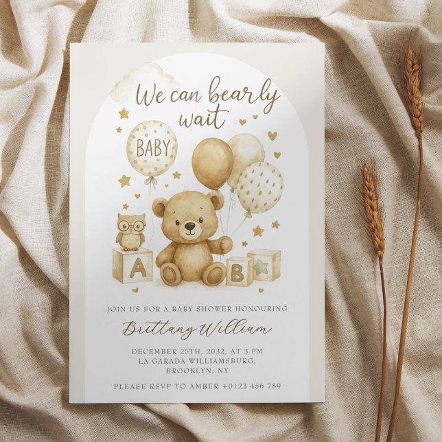 We Can Bearly Wait Teddy Bear Baby Shower  Inbjudningar (Skapare uppladdad)