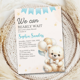 "We Can Bearly Wait! Teddy Bear Baby Shower Inbjudningar