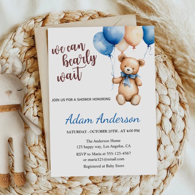We Can Bearly Wait Teddy Bear Baby Shower  Inbjudningar (Skapare uppladdad)