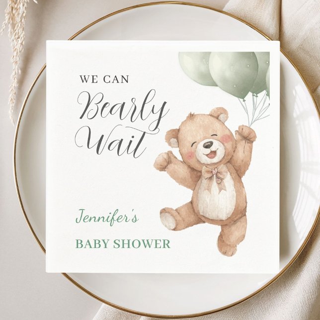 We Can Bearly Wait Teddy Bear Baby Shower Pappersservett (Skapare uppladdad)