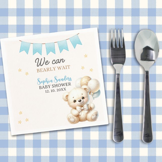 "We Can Bearly Wait! Teddy Bear Baby Shower Pappersservett (Skapare uppladdad)