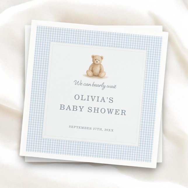 We Can Bearly Wait Teddy Bear Baby Shower Party Pappersservett (Skapare uppladdad)