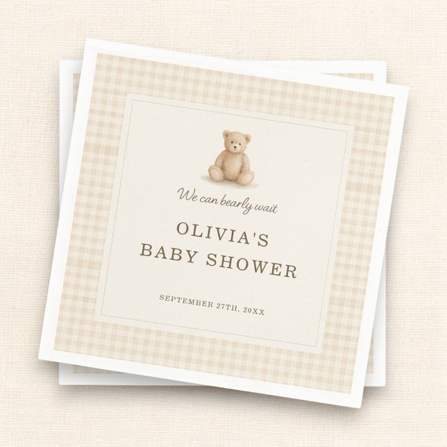 We Can Bearly Wait Teddy Bear Baby Shower Party Pappersservett (Skapare uppladdad)