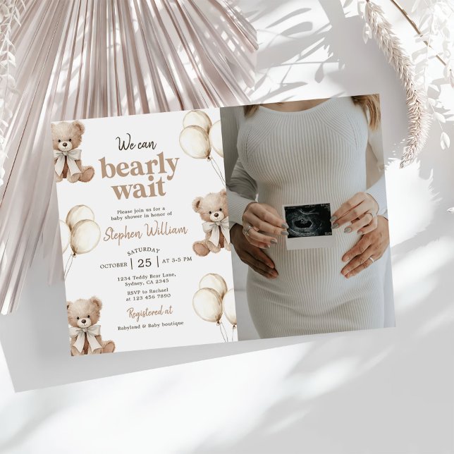 We Can Bearly Wait Teddy Bear Baby Shower Photo Inbjudningar (Skapare uppladdad)