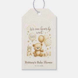 We Can Bearly Wait Teddy Bear Baby Shower  Presentetikett