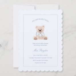 We Can Bearly Wait Teddy Bear Blue Baby Shower Inbjudningar