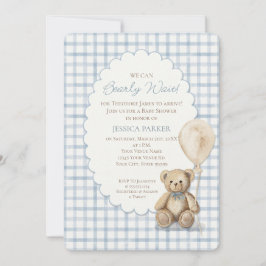 We Can Bearly Wait Teddy Bear Boy Baby Shower Inbjudningar