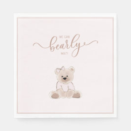 We Can Bearly Wait Teddy Bear Pink Baby Shower Pappersservett