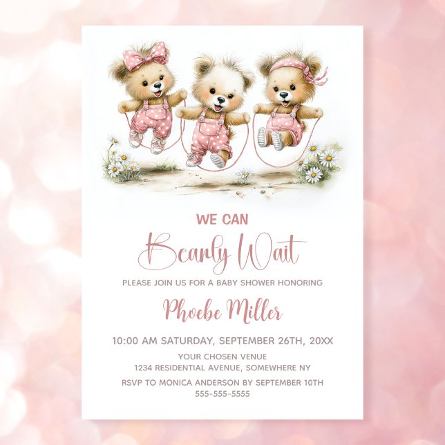 We Can Bearly Wait Teddy Bears with Jump Ropes Inbjudningar (Skapare uppladdad)