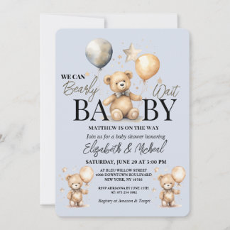 We Can Bearly Wait Theme Baby Shower Invitation Inbjudningar