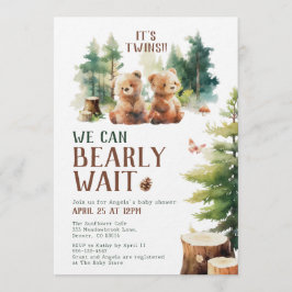 We Can Bearly Wait Twins Baby Shower Invitation Inbjudningar