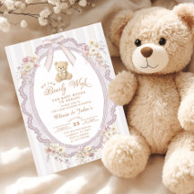 We Can Bearly Wait Vintage Bow Bear Baby Shower
