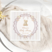  We Can Bearly Wait Vintage Floral Bow Baby Shower