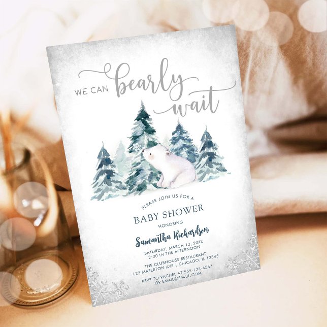 We Can Bearly Wait Winter Baby Shower Invitation Inbjudningar (Skapare uppladdad)