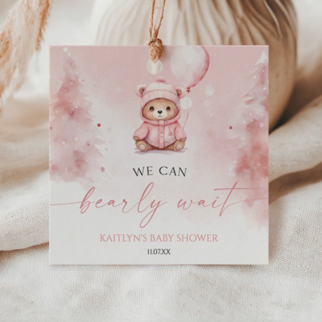 We Can Bearly Wait Winter Teddy Bear Baby Shower Gåvor Etiketter (Skapare uppladdad)