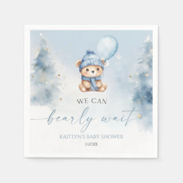 We Can Bearly Wait Winter Teddy Bear Baby Shower Pappersservett