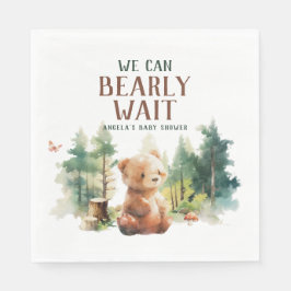 We Can Bearly Wait Woodland Baby Shower Napkins Pappersservett