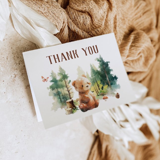 We Can Bearly Wait Woodland Baby Shower Thank You Inbjudan (Skapare uppladdad)