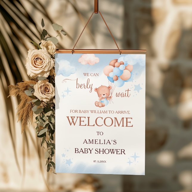 We Can Berly Wait Teddy Bear Baby Shower Welcome  Poster (Skapare uppladdad)