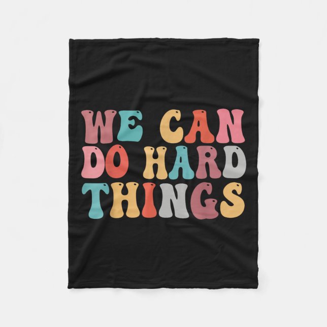 We Can Do Hard Things Groovy Retro Motivational Qu Fleecefilt (Framsidan)