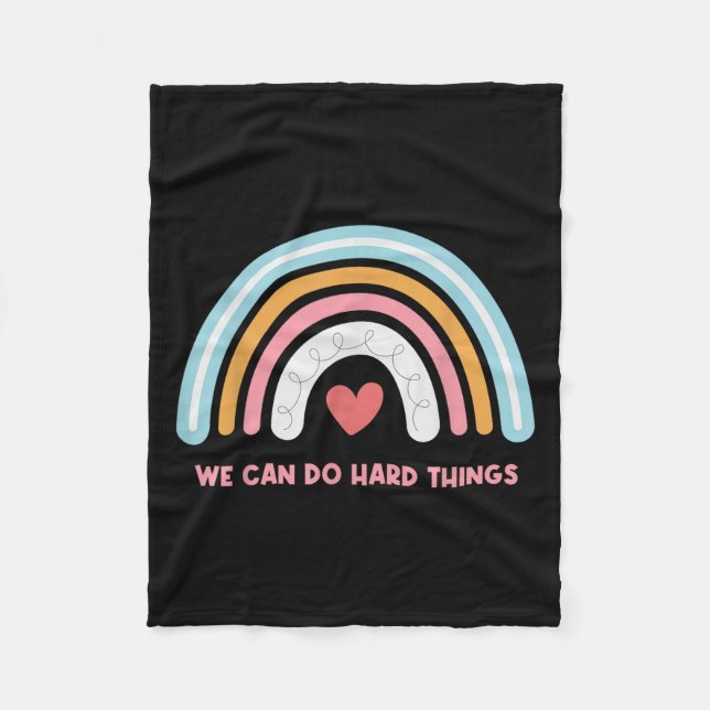 We Can Do Hard Things Motivational Teacher Rainbow Fleecefilt (Framsidan)