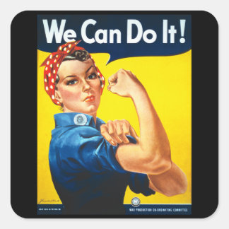 We can do it retro vintage poster fyrkantigt klistermärke