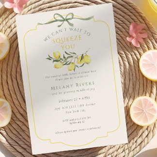We can't wait to Squeeze You Neutral Baby Shower Inbjudningar