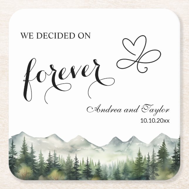 We decided on Forever Elegant Wedding Underlägg Papper Kvadrat (Framsidan)