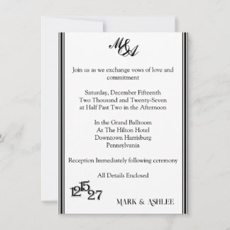 We Do, Black & White Wedding Invitation Inbjudningar