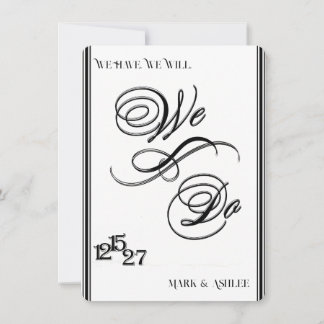 We Do, Black & White Wedding Invitation Inbjudningar