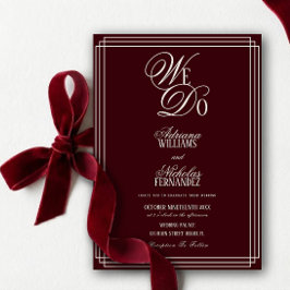 We Do Burgundy Old Money Wedding Inbjudningar