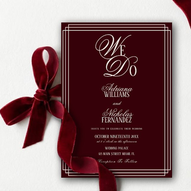 We Do Burgundy Old Money Wedding Inbjudningar (Skapare uppladdad)