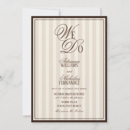 We Do Elegant Striped Espresso Wedding Inbjudningar
