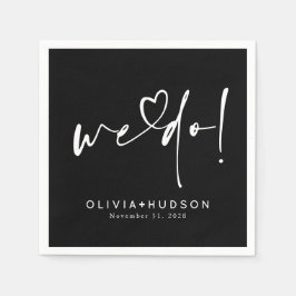 We Do Heart Typography Black Wedding  Pappersservett