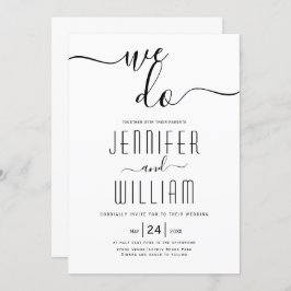 "We do", kursiv manusatrografi bröllop Inbjudningar