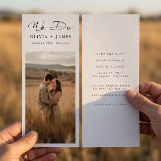 We Do Rustic Modern Script Bookmark Photo Wedding Spara Datumet