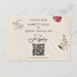 WE DO Shabby Chic Bröllop Pressad Blomma Registry Tilläggskort