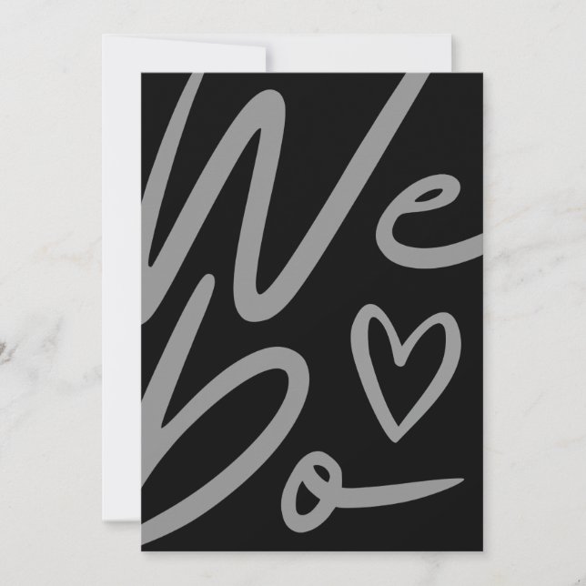 We Do simple black Wedding invitation card Julkort (Framsida)