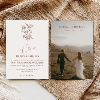 We Eloped Brown Floral Boho | Photo Wedding Meddelande