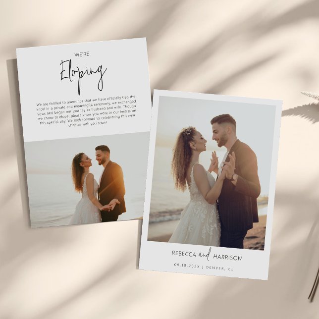 We Eloped Modern Minimalist Photo Wedding  Meddelande (Skapare uppladdad)