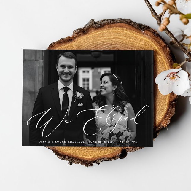 We Eloped Modern Script Wedding Photo Elopement Inbjudningar (Skapare uppladdad)